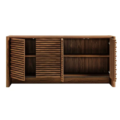 Emric Wave Walnut Wood Sideboard