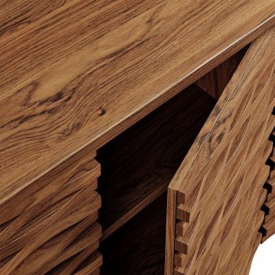 Emric Wave Walnut Wood Sideboard