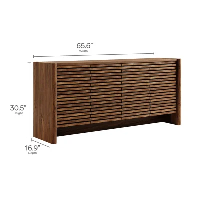 Emric Wave Walnut Wood Sideboard