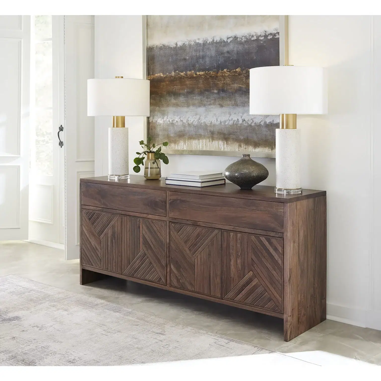 Fevano Dark Brown Solid Wood Sideboard