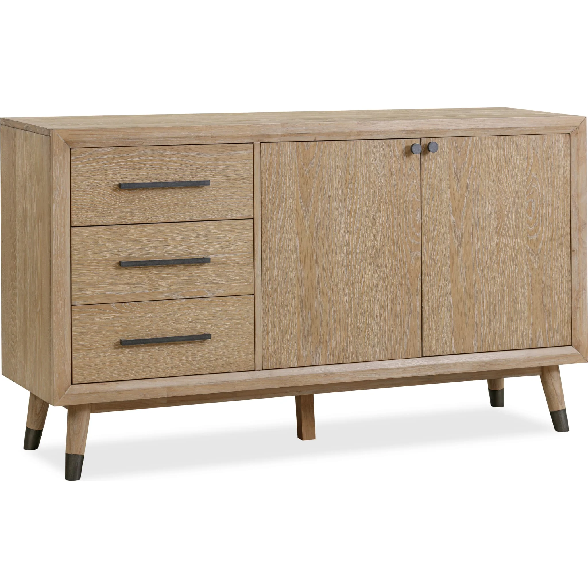 Franklin Mid Century Modern White Oak Wood Sideboard