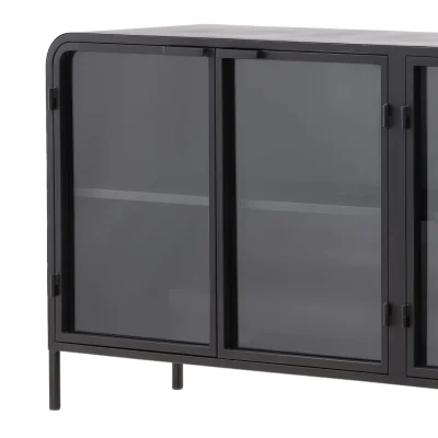 Jarin Black Iron & Glass Sideboard