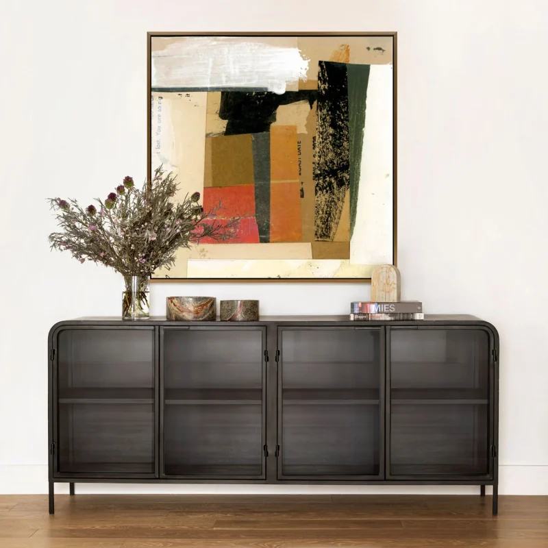 Jarin Black Iron & Glass Sideboard