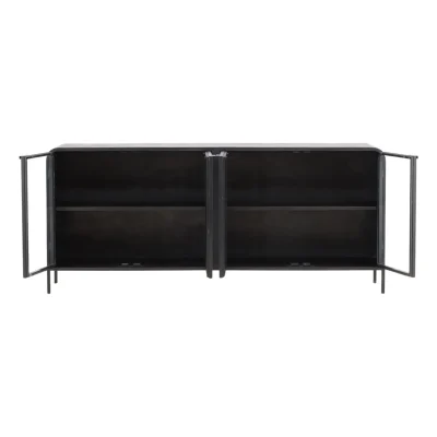 Jarin Black Iron & Glass Sideboard