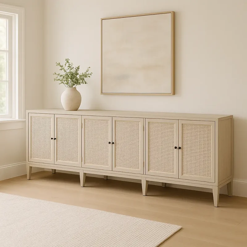 Lugano Acacia Wood Sideboard With Cane Wood Insert