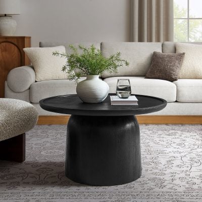 Holloway Black Round Wood Coffee Table