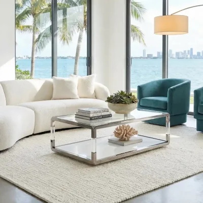 Jasper Modern Acrylic & White Glass Coffee Table