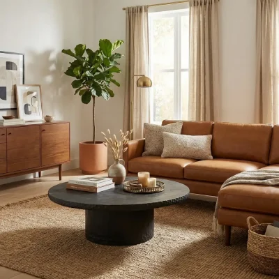 Wilber Solid Wood Black Round Coffee Table