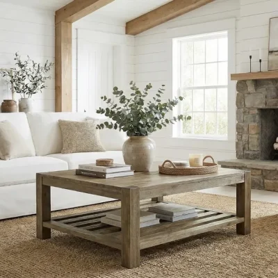 Canyon Solid Rustic Wood Coffee Table