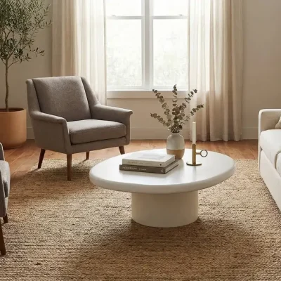 Sven Modern Round White Coffee Table