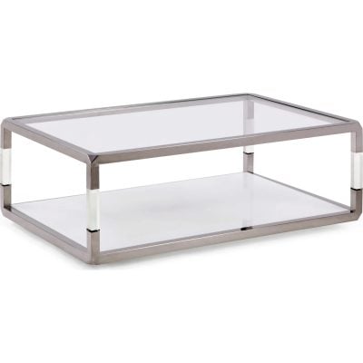 Jasper Modern Acrylic & White Glass Coffee Table