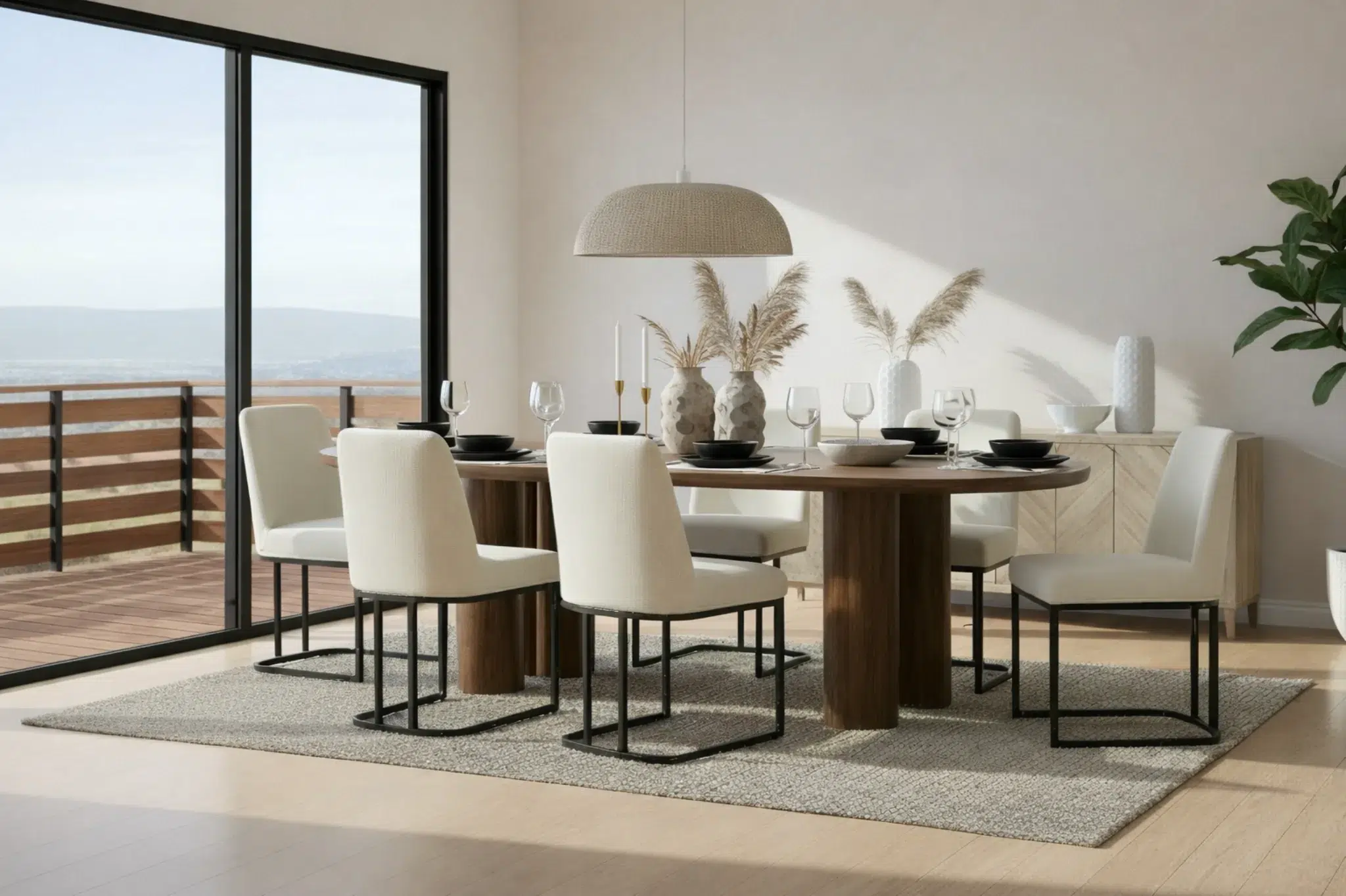 dining room white chairs wood table