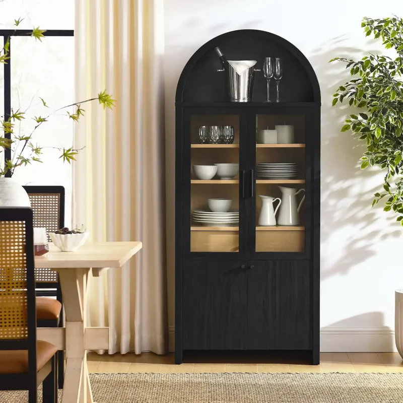 black arch cabinet
