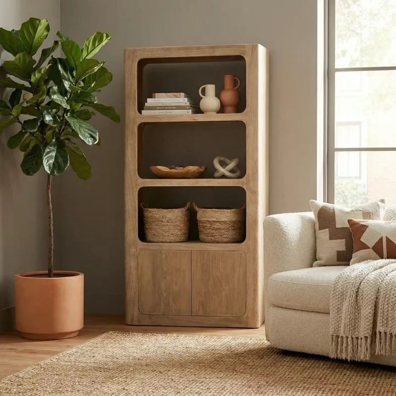 Leandra Light Acacia Wood Display Cabinet