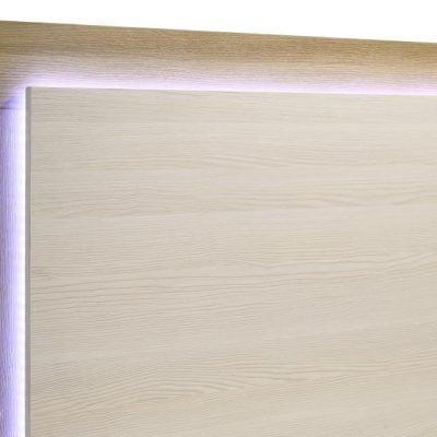 Light wood bed with led headboard