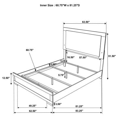 Light wood bed with led headboard