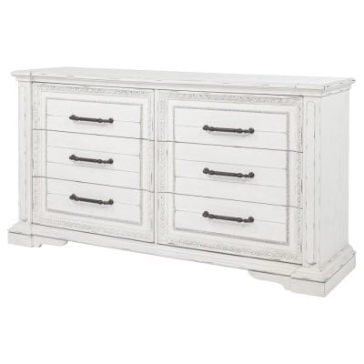 Mckinney Vintage White Dresser With Carved details