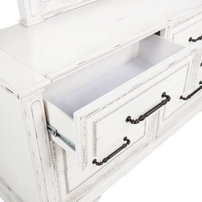 Mckinney Vintage White Dresser With Carved details