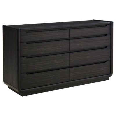 Leandro 8 Drawer Black Curved Dresser