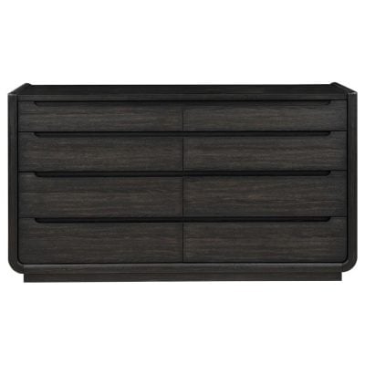 Leandro 8 Drawer Black Curved Dresser