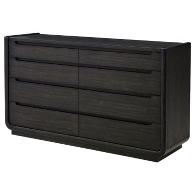 Leandro 8 Drawer Black Curved Dresser