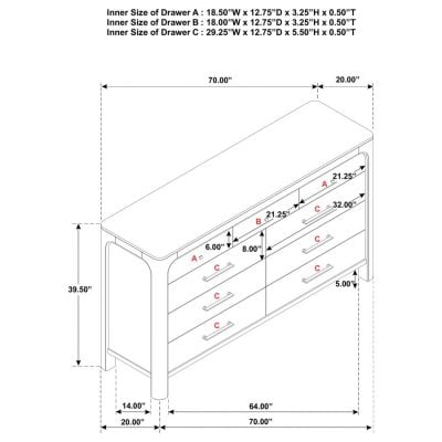 Solano Curved Weathered Wood 9 Drawer Dresser