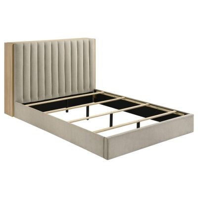 Arielle Beige Bed Adjustable Storage Headboard