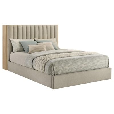 Arielle Beige Bed Adjustable Storage Headboard
