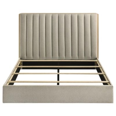Arielle Beige Bed Adjustable Storage Headboard