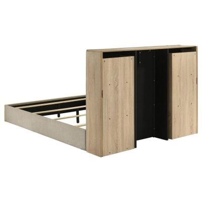 Arielle Beige Bed Adjustable Storage Headboard