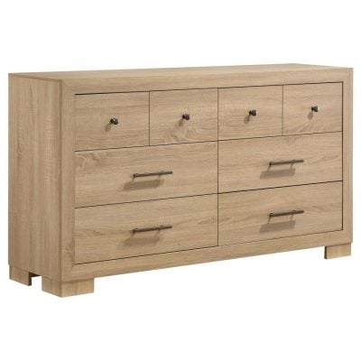 Arielle 6 Drawer Light Oak Wood Dresser