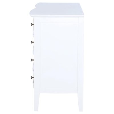 Bexhill 10 Drawer White Wood & Rattan Dresser