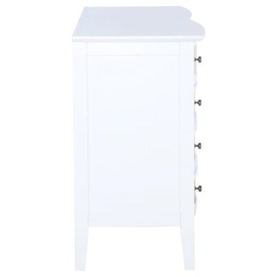 Bexhill 10 Drawer White Wood & Rattan Dresser