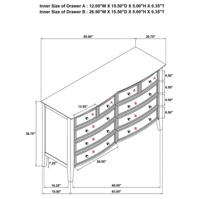 Bexhill 10 Drawer White Wood & Rattan Dresser