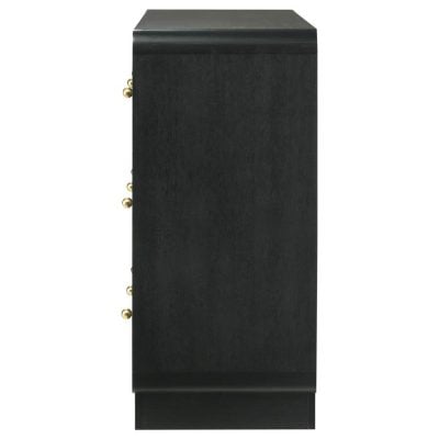 Cavelle Black 6 Drawer Dresser With Gold Knobs