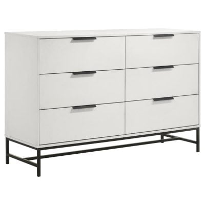 Sonora 6 Drawer White Contemporary Dresser