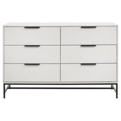 Sonora 6 Drawer White Contemporary Dresser
