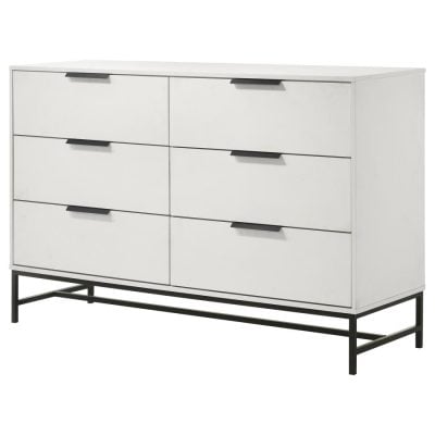Sonora 6 Drawer White Contemporary Dresser
