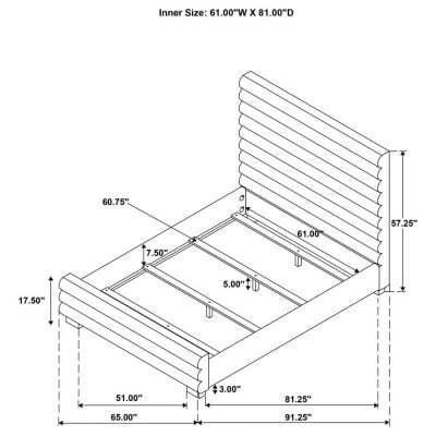 Patricia Modern Gray Boucle Bed dimensions