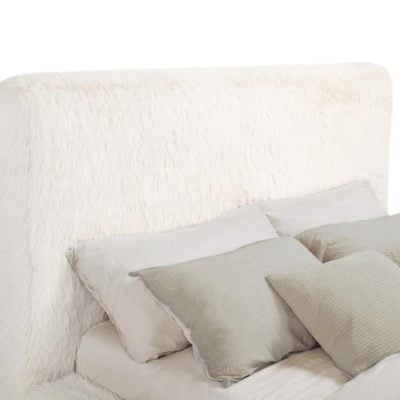 Rebecca White Fur Upholstered Bed