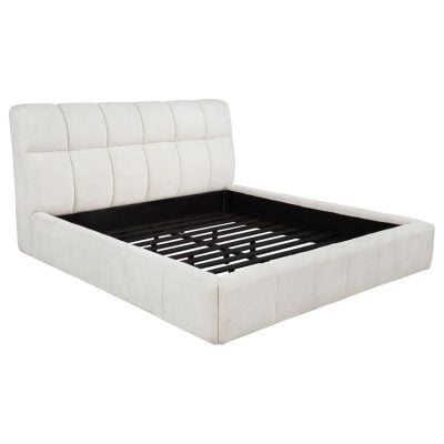 Alternative view of Nollet White soft fabric padded bed frame