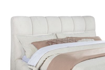 Nollet White soft fabric padded bed frame - Image 7