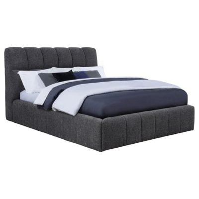 Nollet Gray Soft Padded Fabric Bed