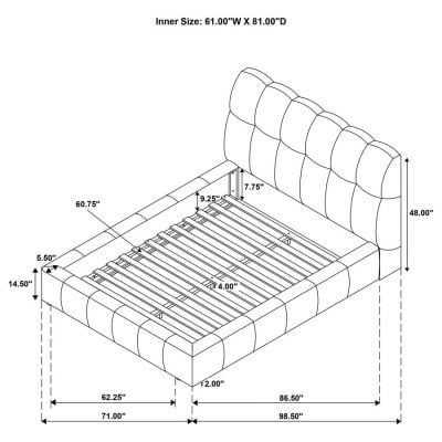 Nollet Gray Soft Padded Fabric Bed