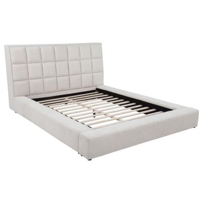 Tufted bed with led lights cupholders
