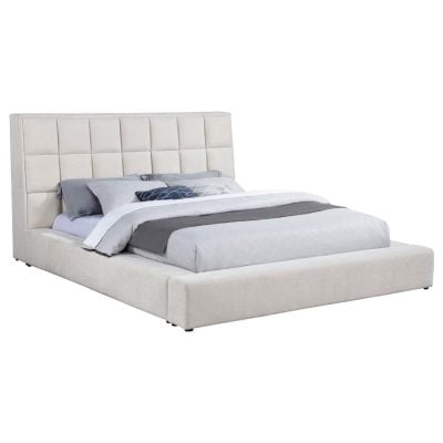 Tufted bed with led lights cupholders