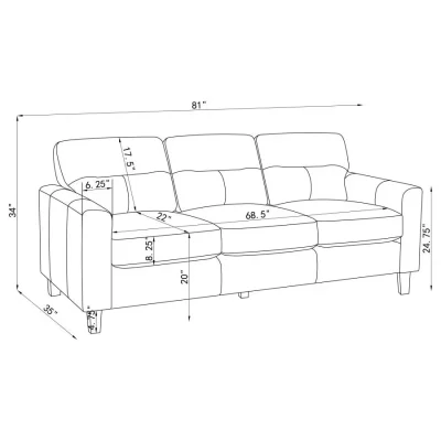 Scotland Black Leatherette Sofa