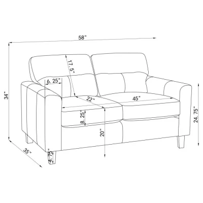 Scotland Black Leatherette Loveseat
