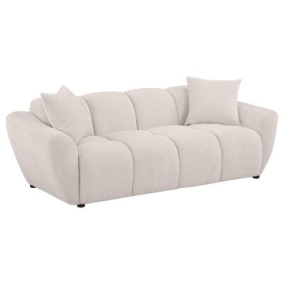 Destino White Curved Chenille Sofa