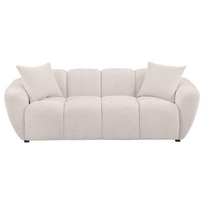 Destino White Curved Chenille Sofa